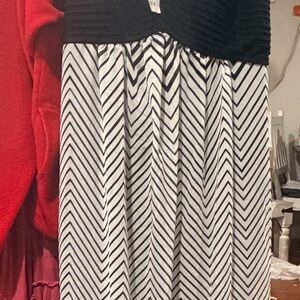 Catherines Black and White Chevron Maxi Dress